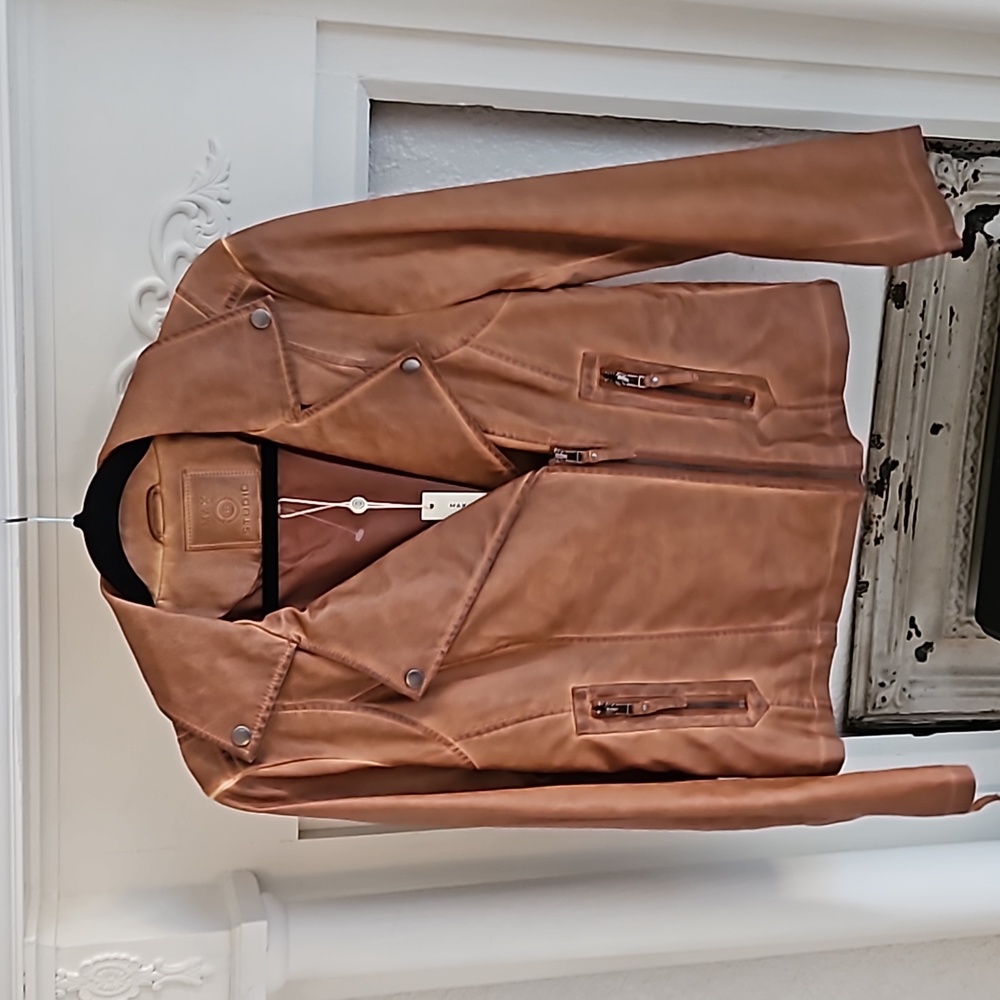 NWT Max Studio faux leather bomber jacket